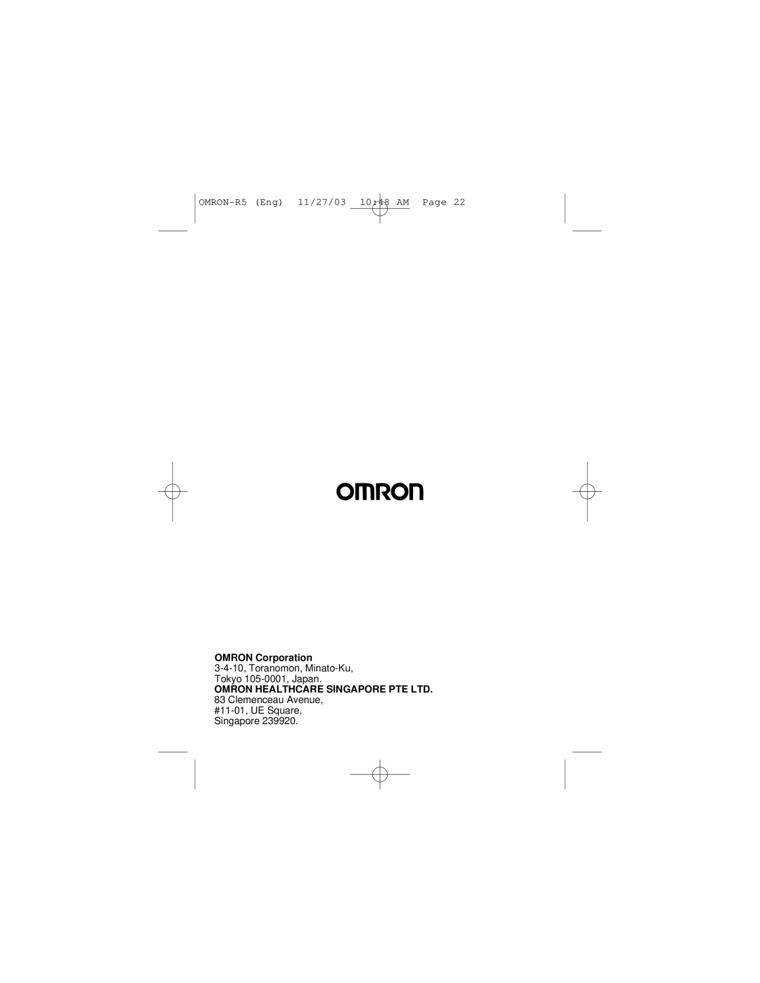 Omron Healthcare R5 instruction manual Omron Corporation 