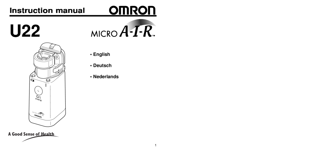 Omron Healthcare U22 instruction manual English Deutsch Nederlands 