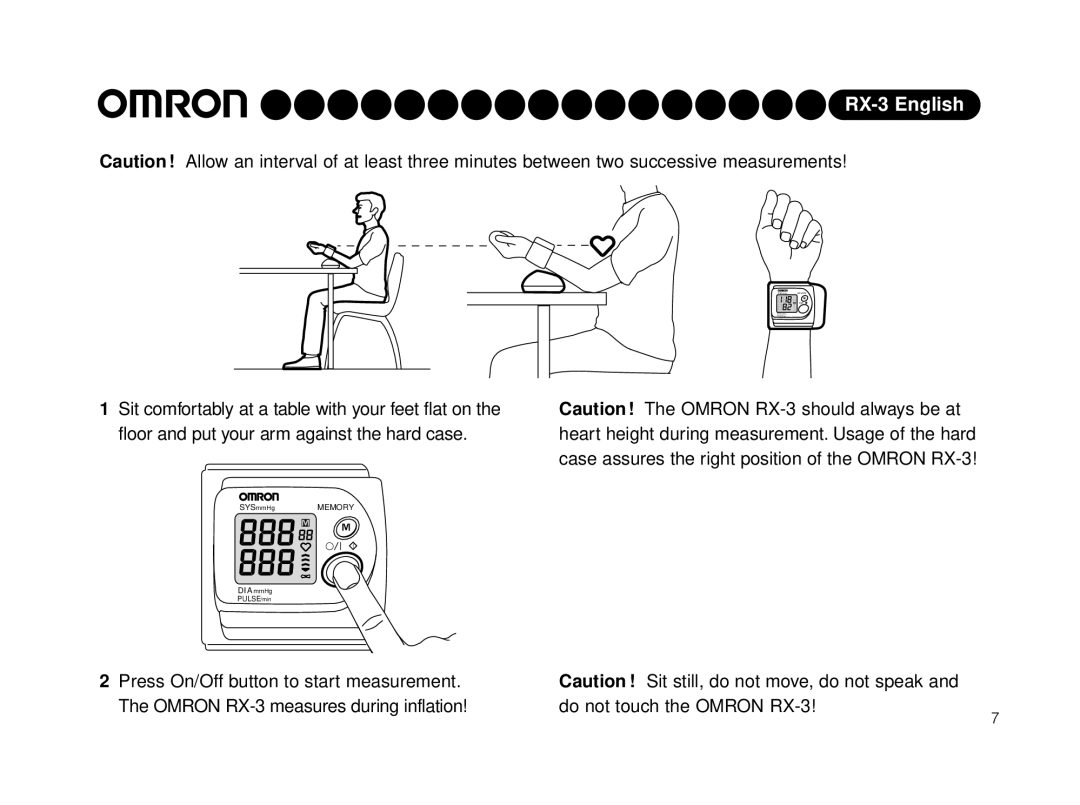 Omron HEM-640-E instruction manual SYSmmHgMEMORY DI AmmHg 