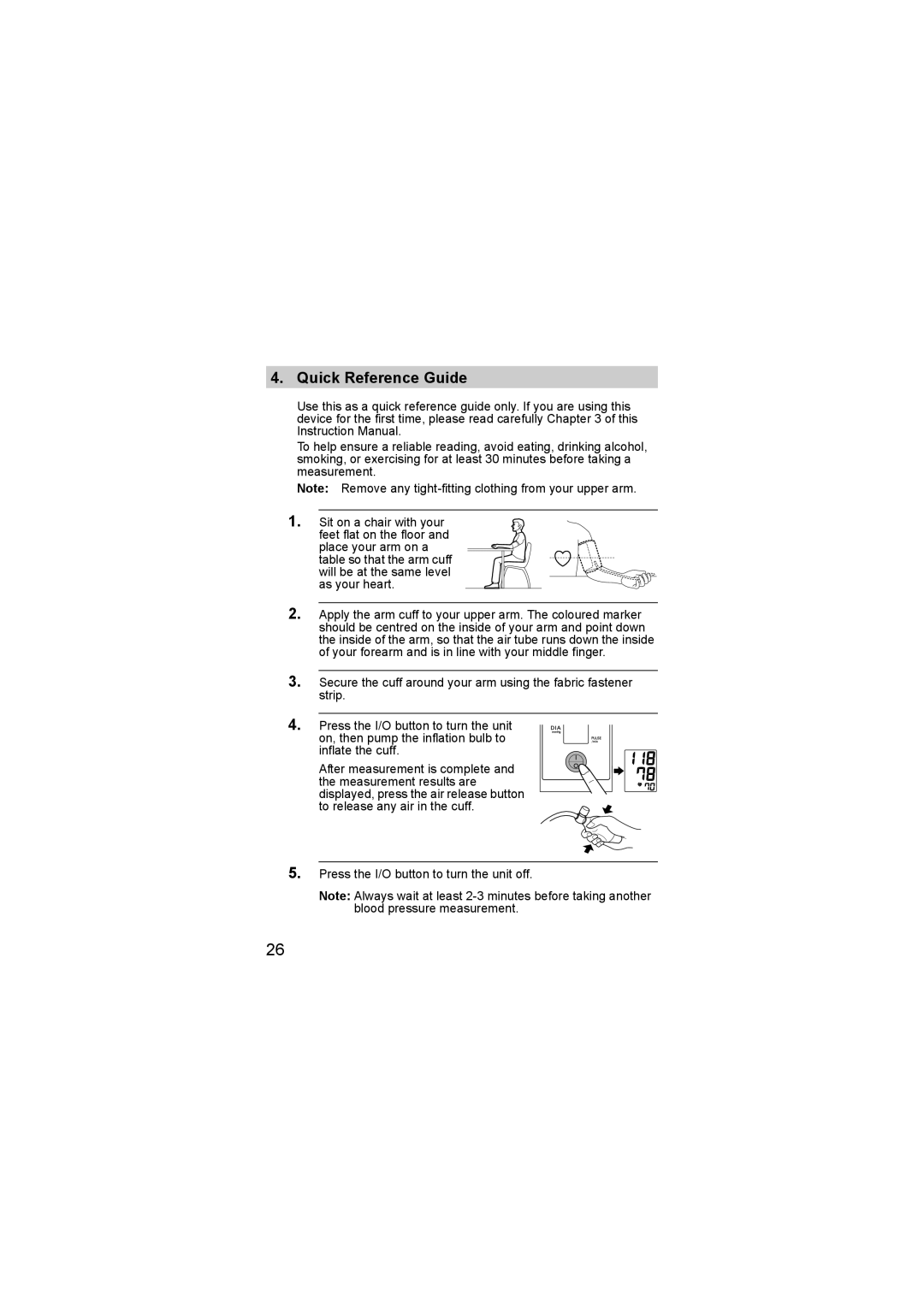 Omron HEM-SOLAR instruction manual Quick Reference Guide 