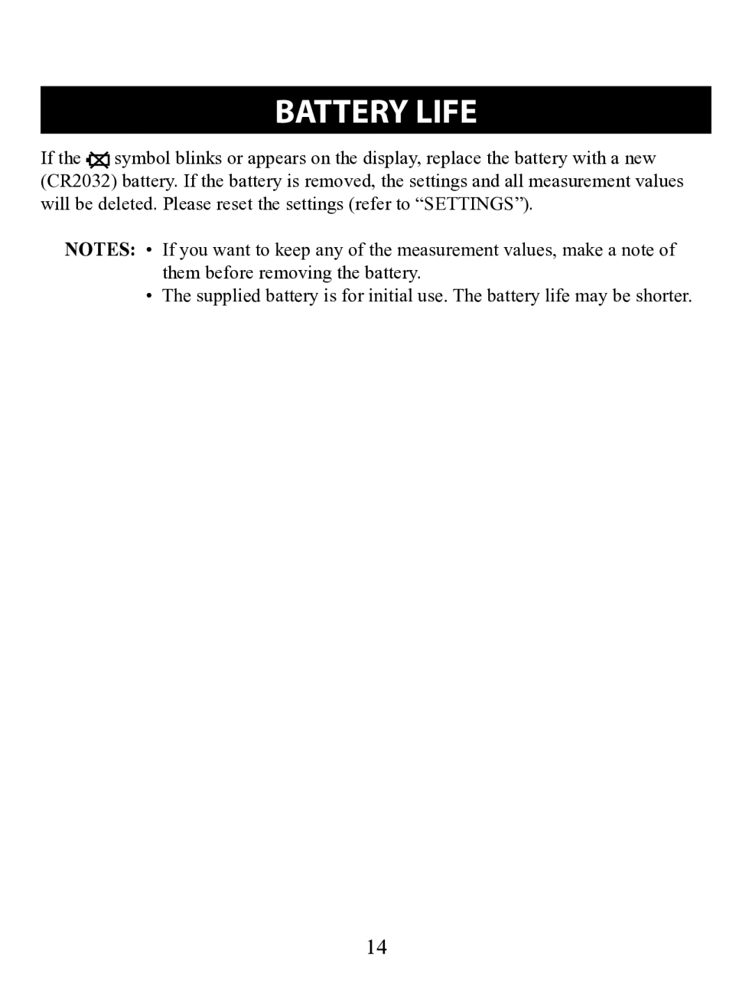 Omron HJ-320 instruction manual Battery Life 