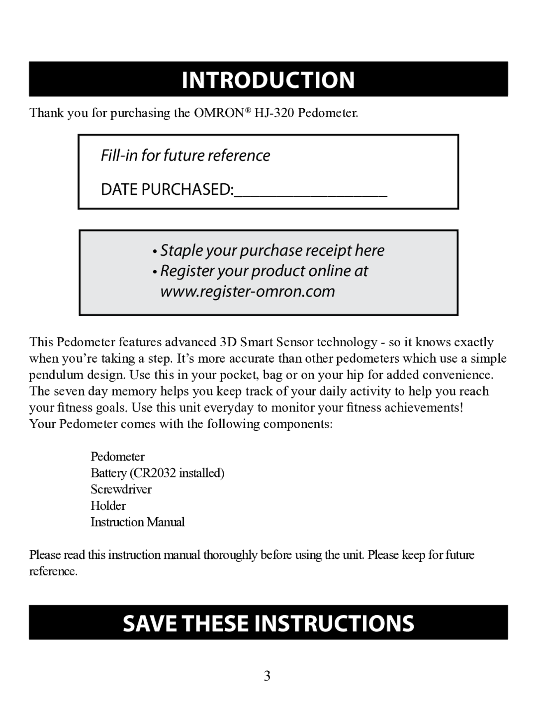 Omron HJ-320 instruction manual InTROduCTION 