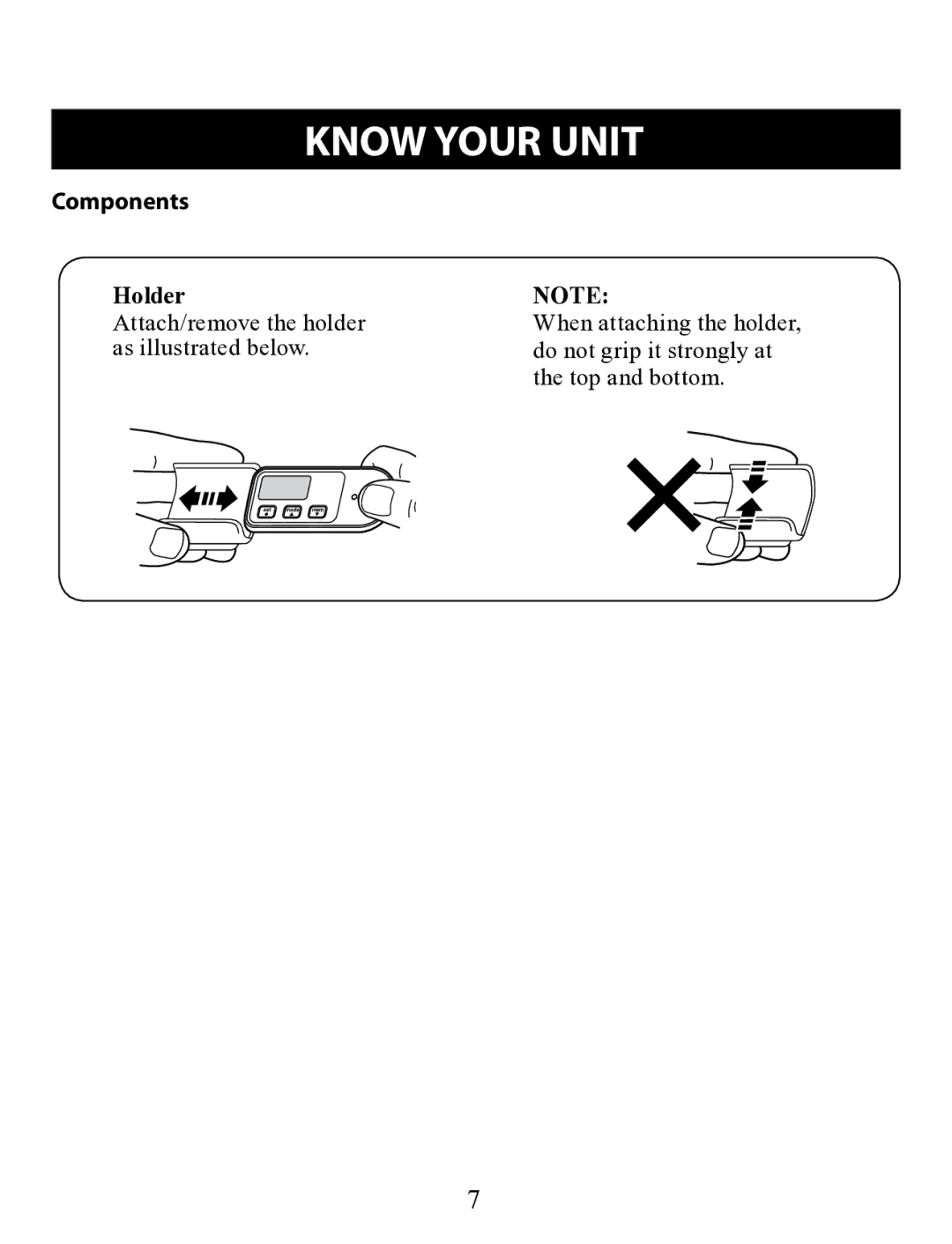 Omron HJ-320 instruction manual Components, Holder 