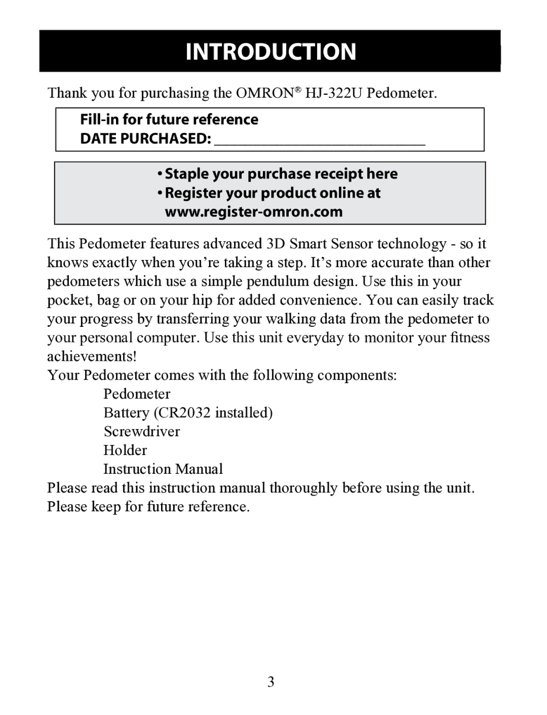 Omron HJ-322U instruction manual Introduction 