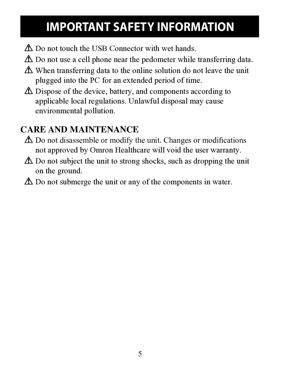 Omron HJ-322U instruction manual Care and Maintenance 