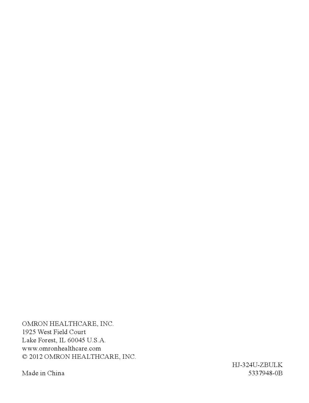 Omron HJ-324U instruction manual Omron HEALTHCARE, INC 