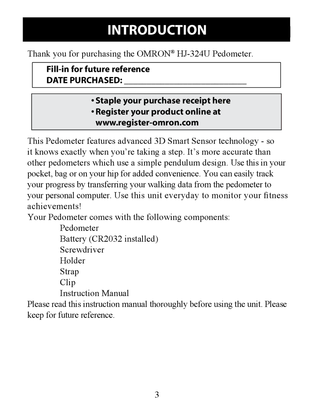 Omron HJ-324U instruction manual Introduction 