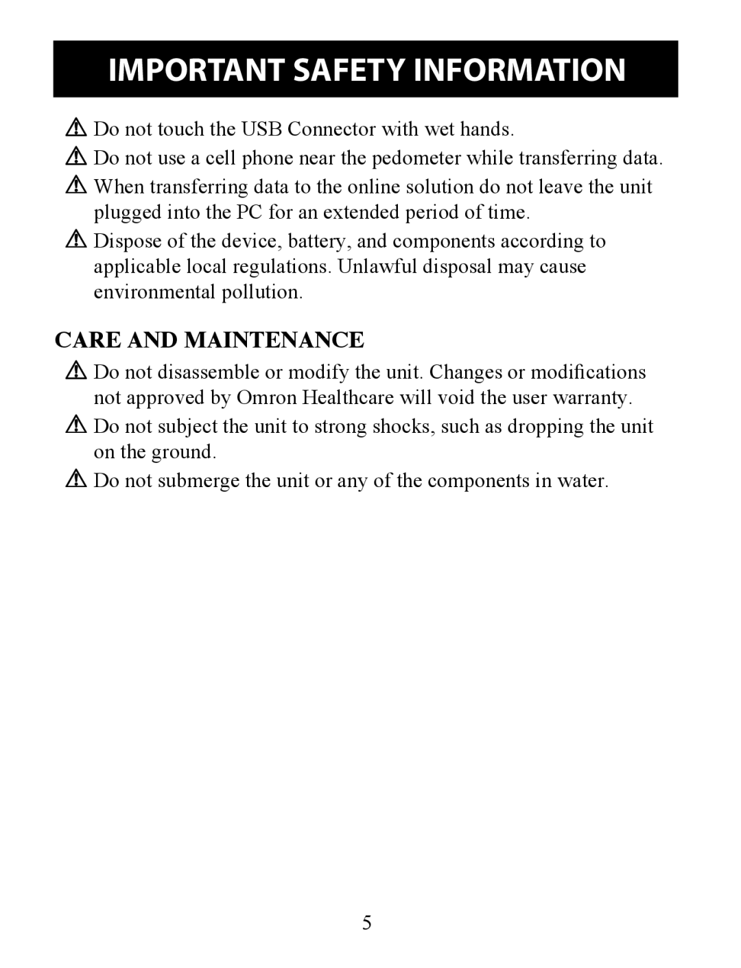 Omron HJ-324U instruction manual Care and Maintenance 