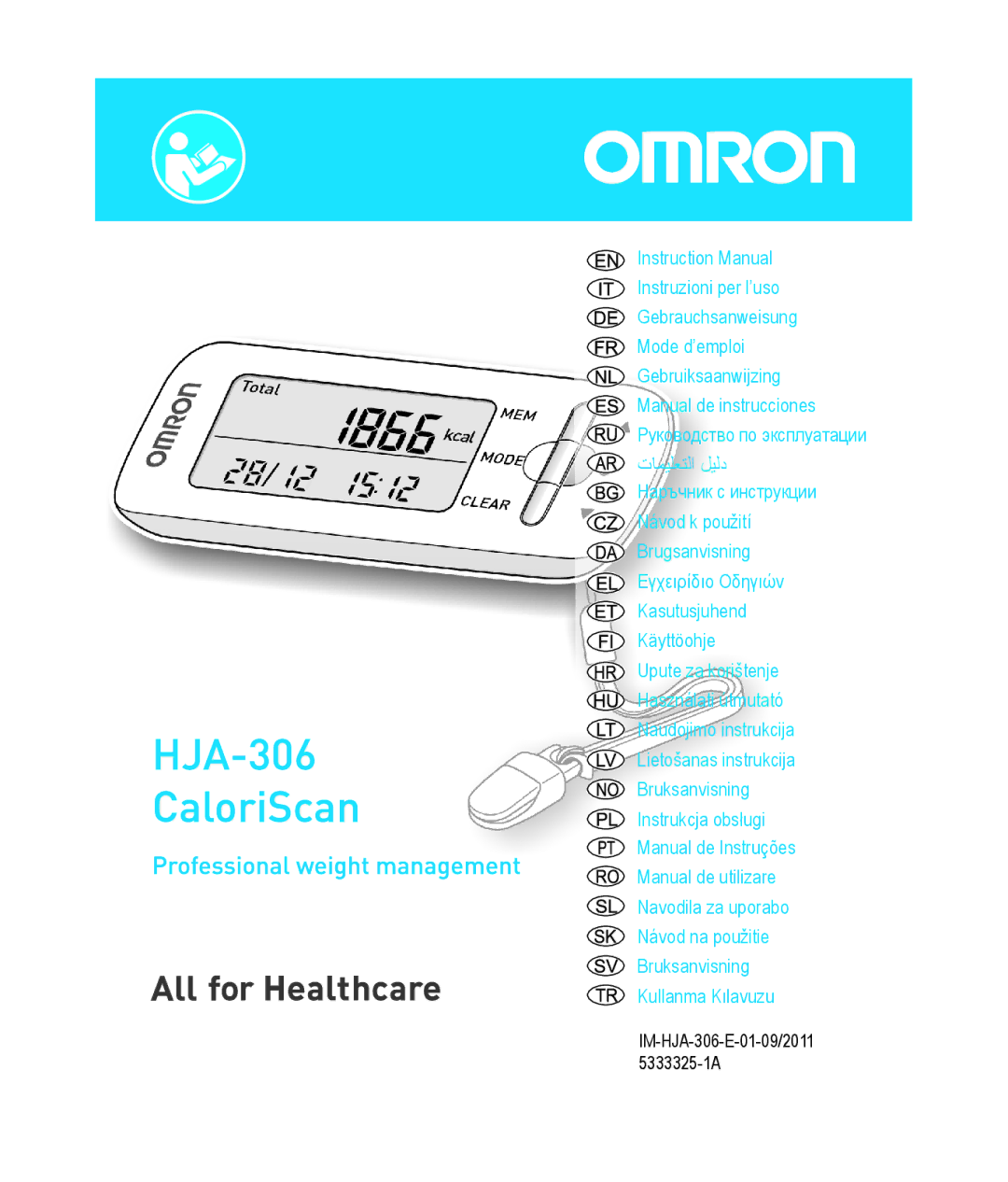 Omron hja-306 instruction manual Brugsanvisning ǼȖȤİȚȡȓįȚȠȅįȘȖȚȫȞ, IM-HJA-306-E-01-09/2011 5333325-1A 