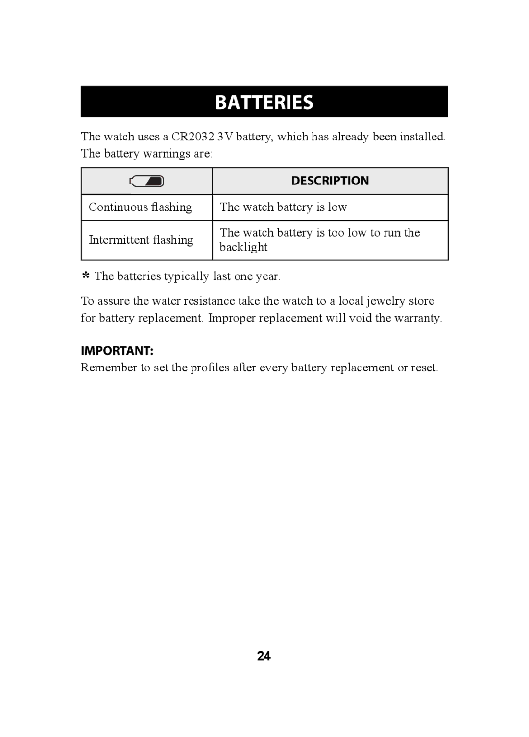 Omron HR-310 instruction manual Batteries, Description 