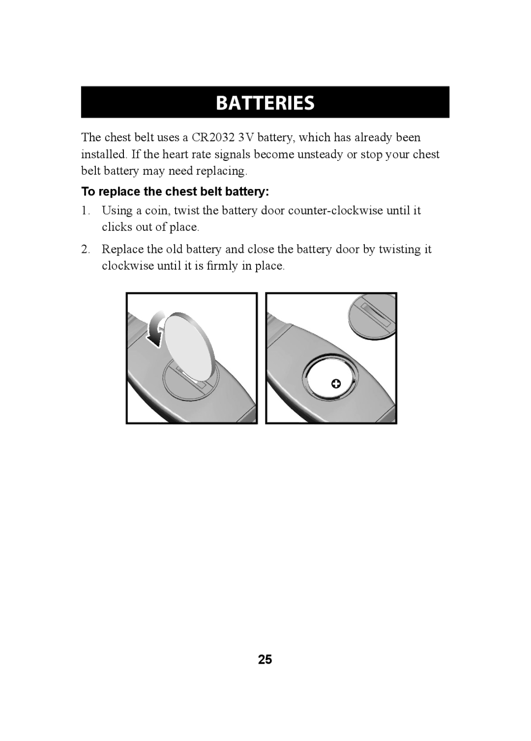 Omron HR-310 instruction manual To replace the chest belt battery 