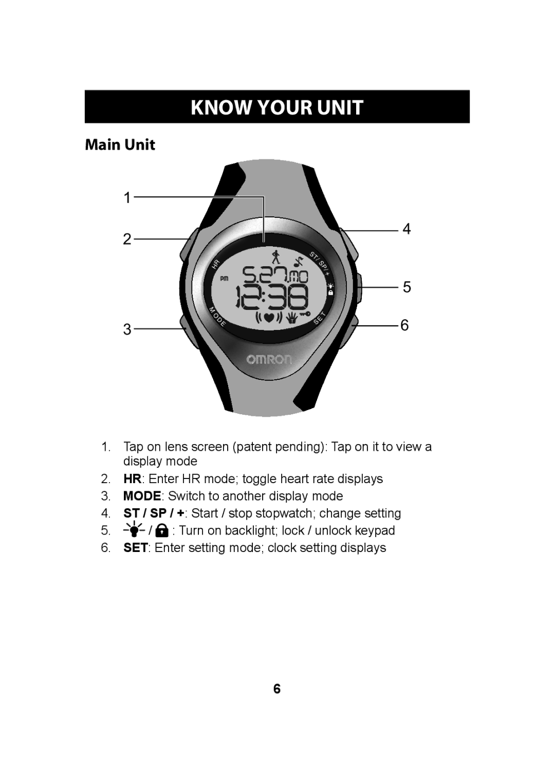 Omron HR-310 instruction manual Know Your Unit, Main Unit 