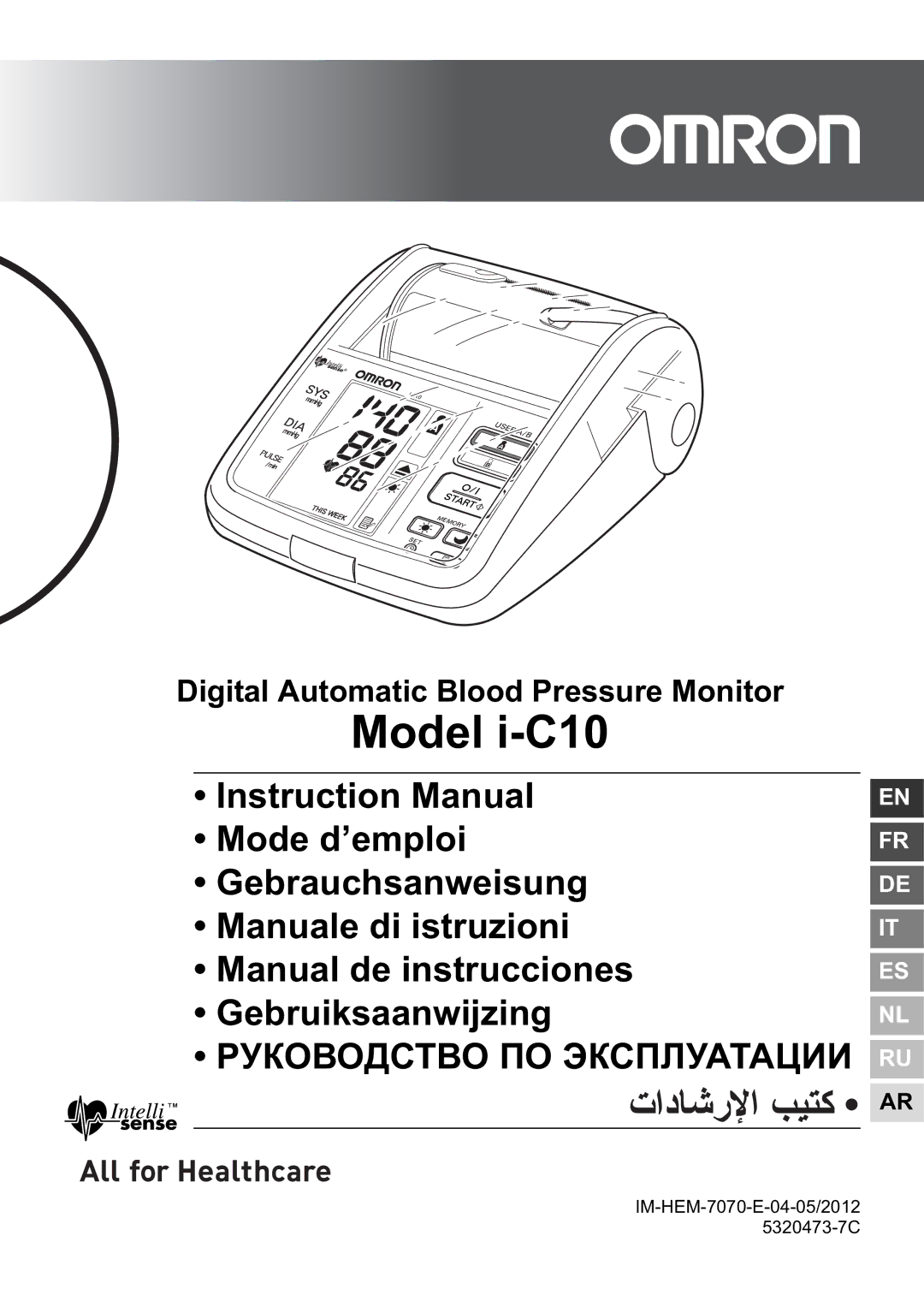 Omron instruction manual Model i-C10, Digital Automatic Blood Pressure Monitor 