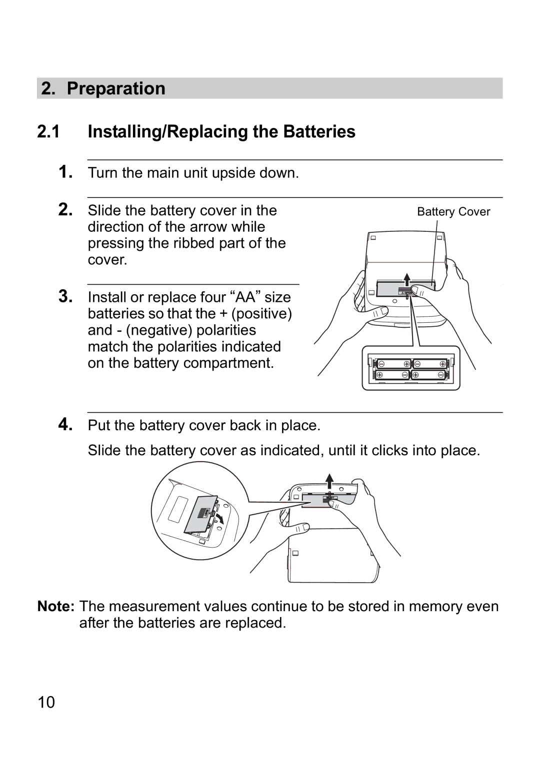 Omron i-C10 instruction manual Preparation Installing/Replacing the Batteries 