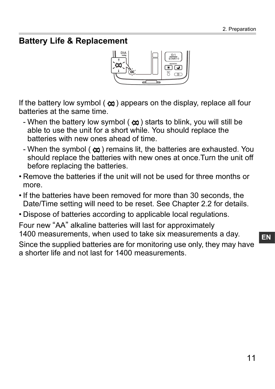 Omron i-C10 instruction manual Battery Life & Replacement 