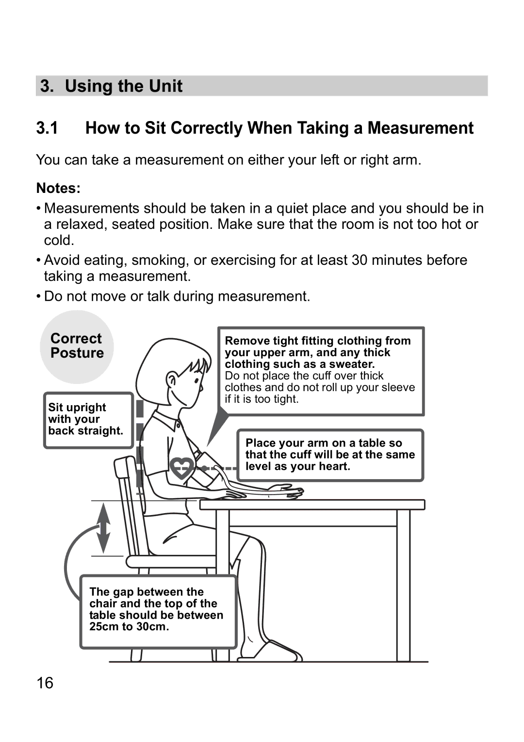 Omron i-C10 instruction manual Correct Posture 