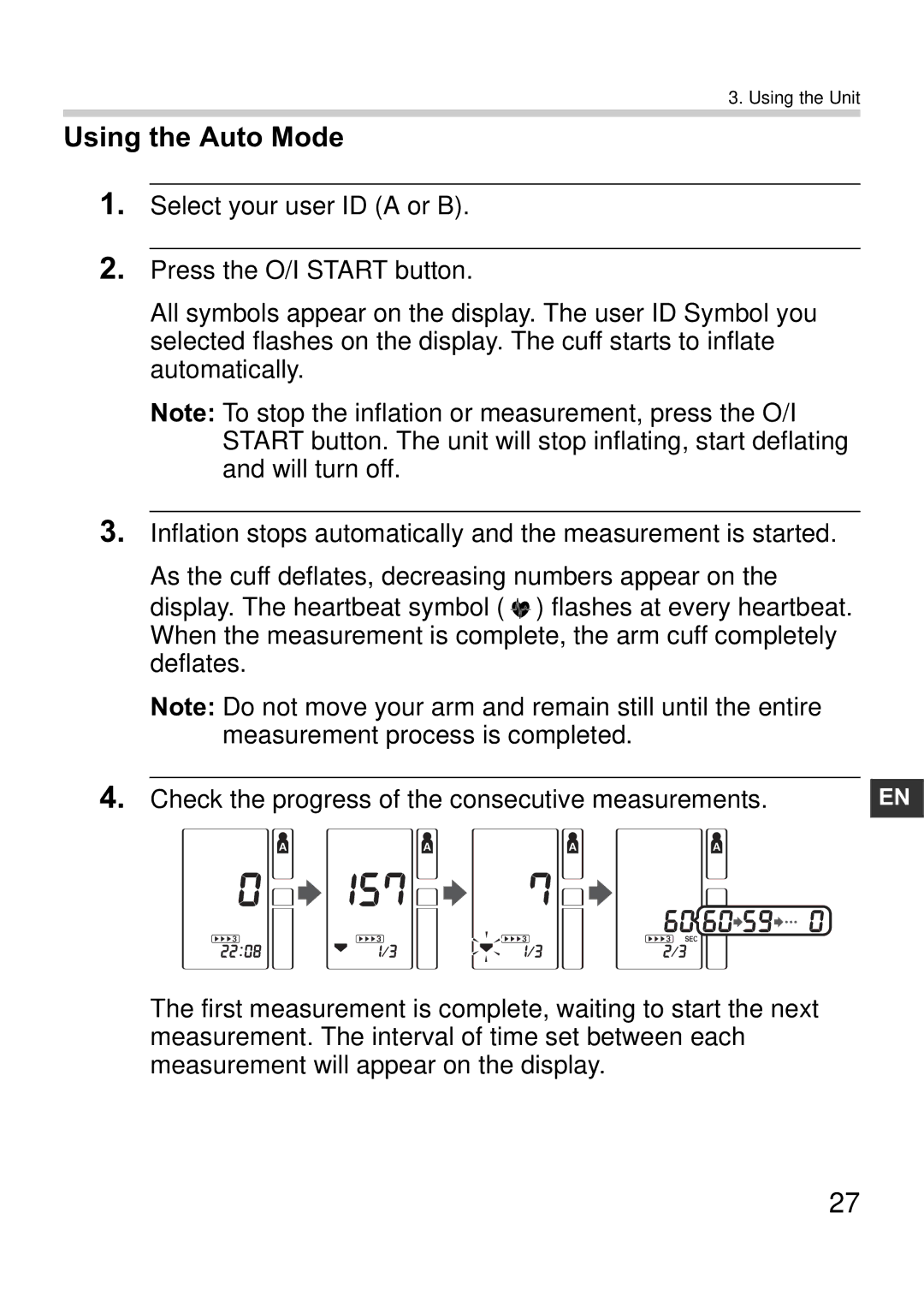 Omron i-C10 instruction manual Using the Auto Mode 