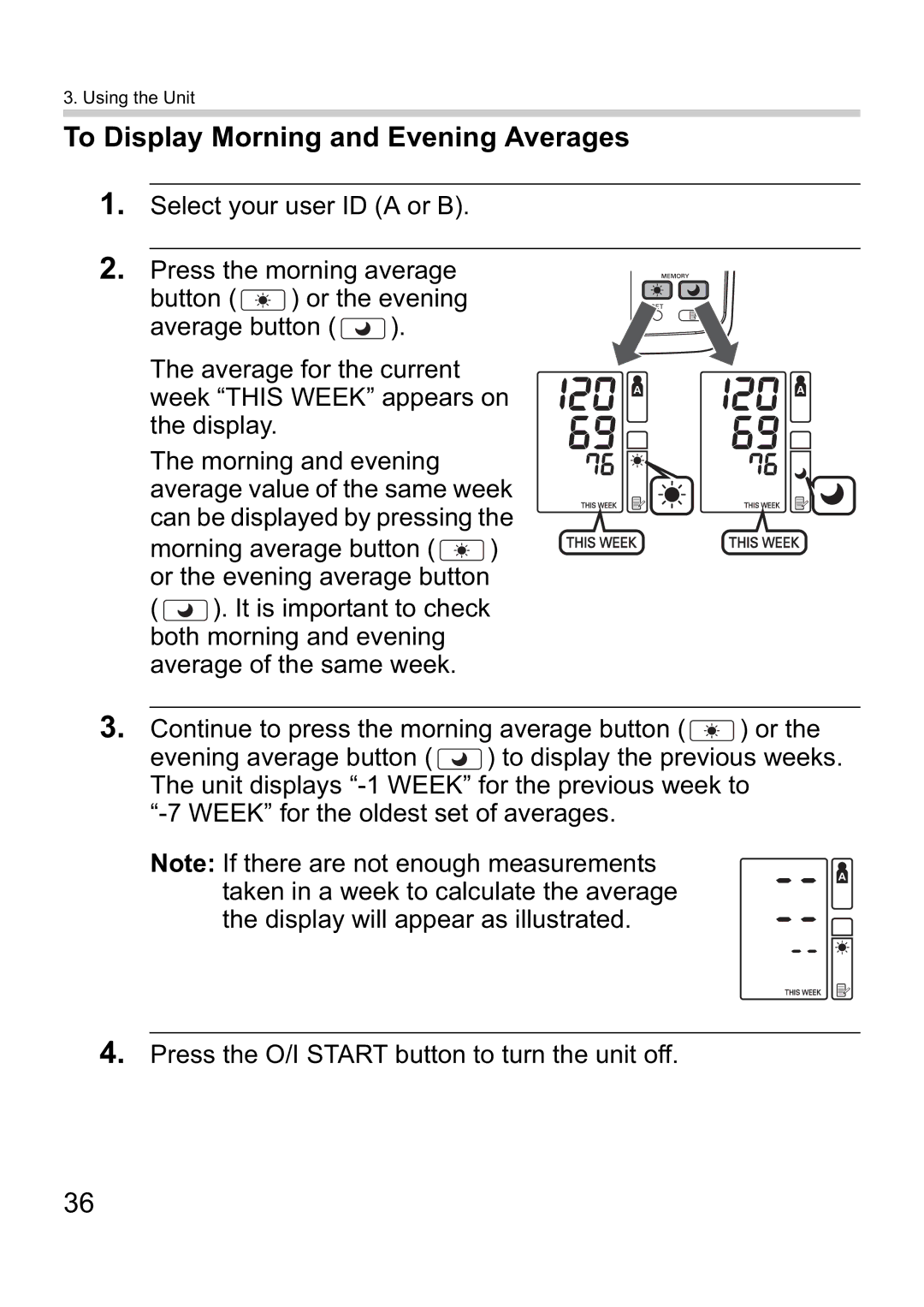 Omron i-C10 instruction manual To Display Morning and Evening Averages 