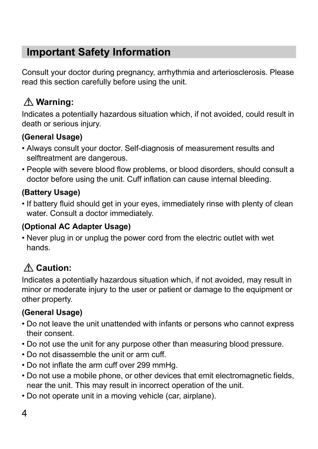 Omron i-C10 instruction manual Important Safety Information, General Usage 