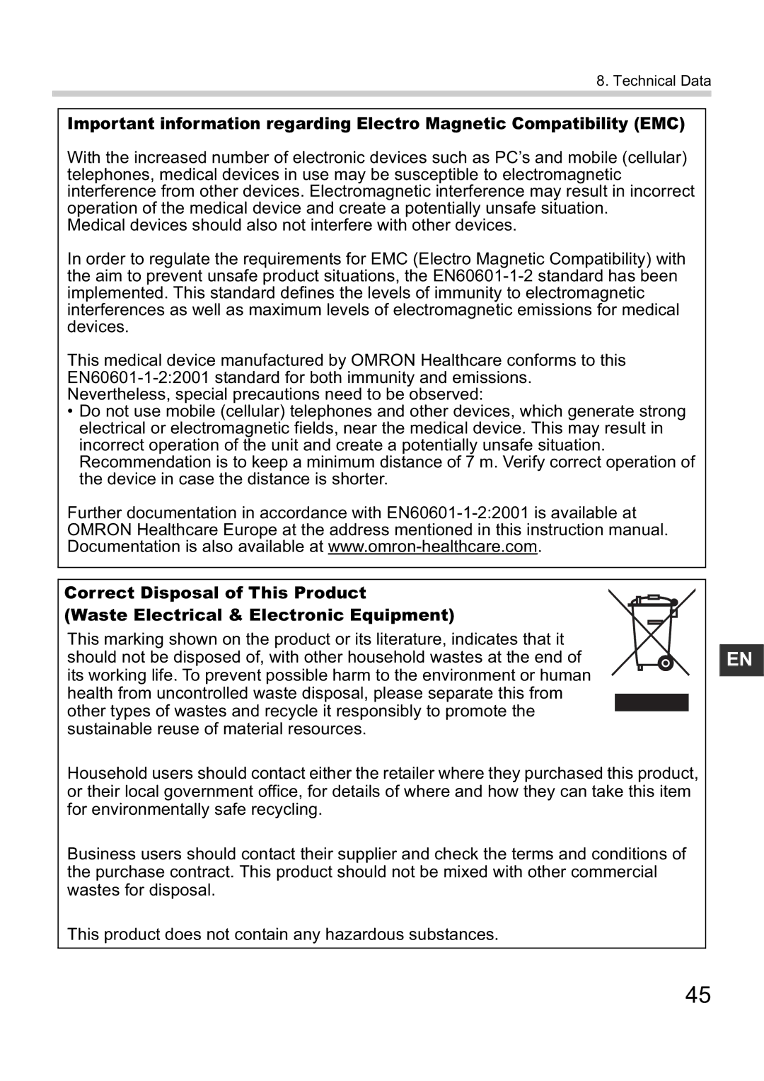 Omron i-C10 instruction manual Technical Data 