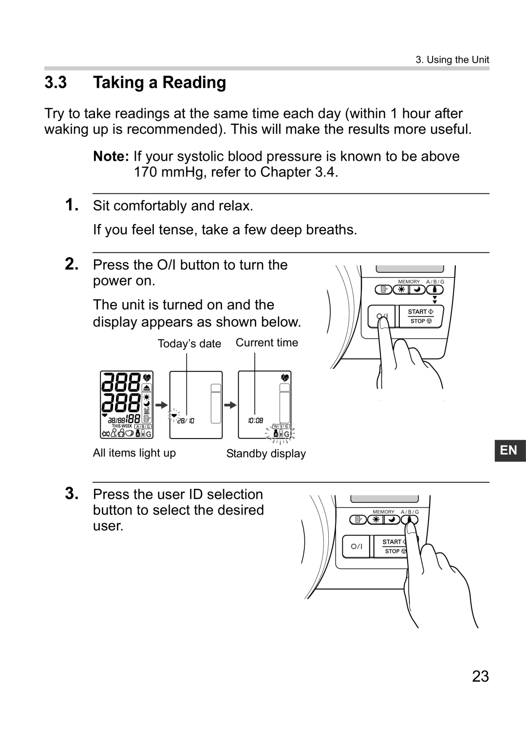 Omron i-Q132 instruction manual Taking a Reading 