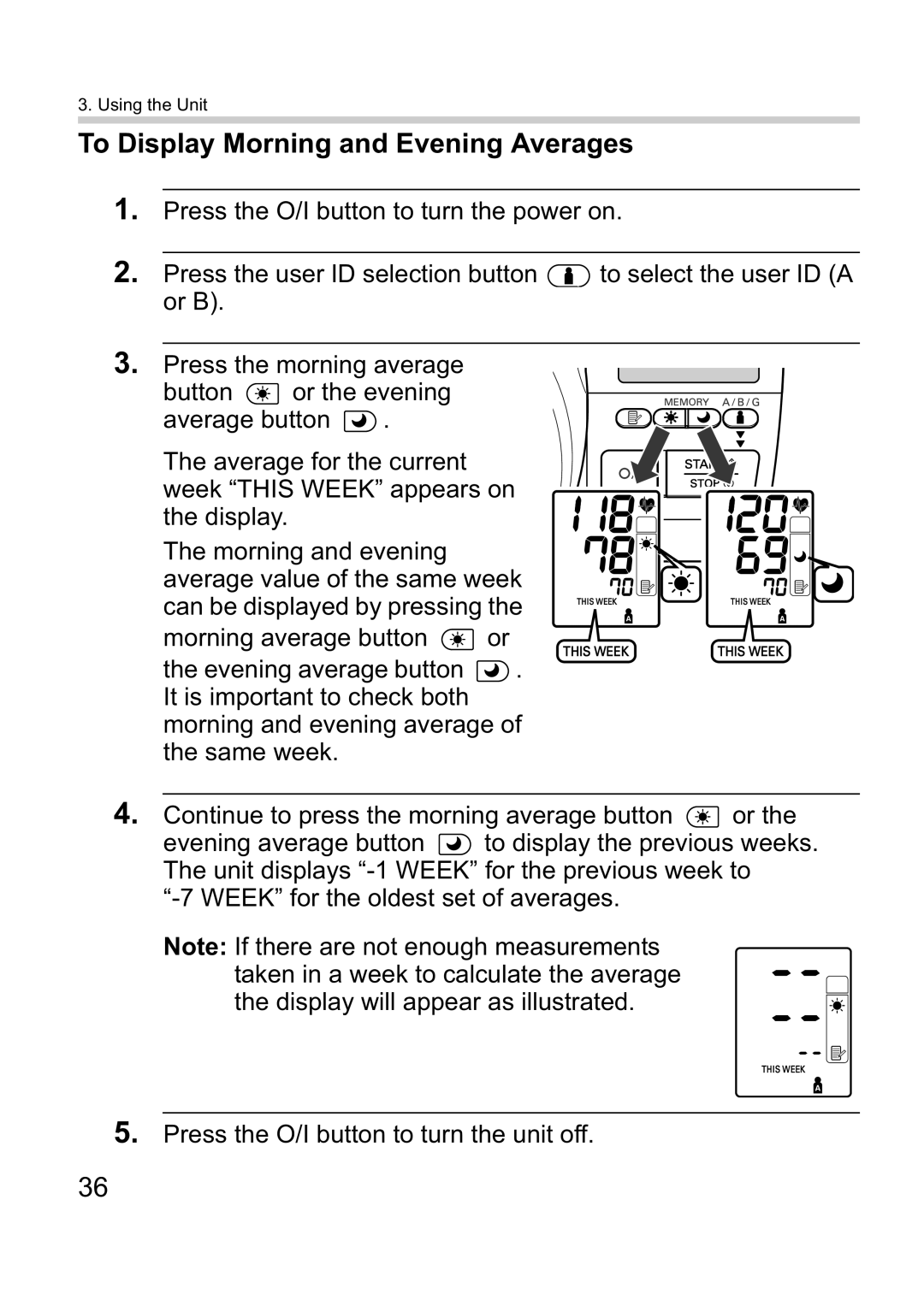 Omron i-Q132 instruction manual To Display Morning and Evening Averages 