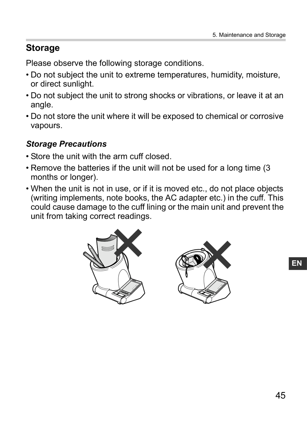 Omron i-Q132 instruction manual Storage Precautions 