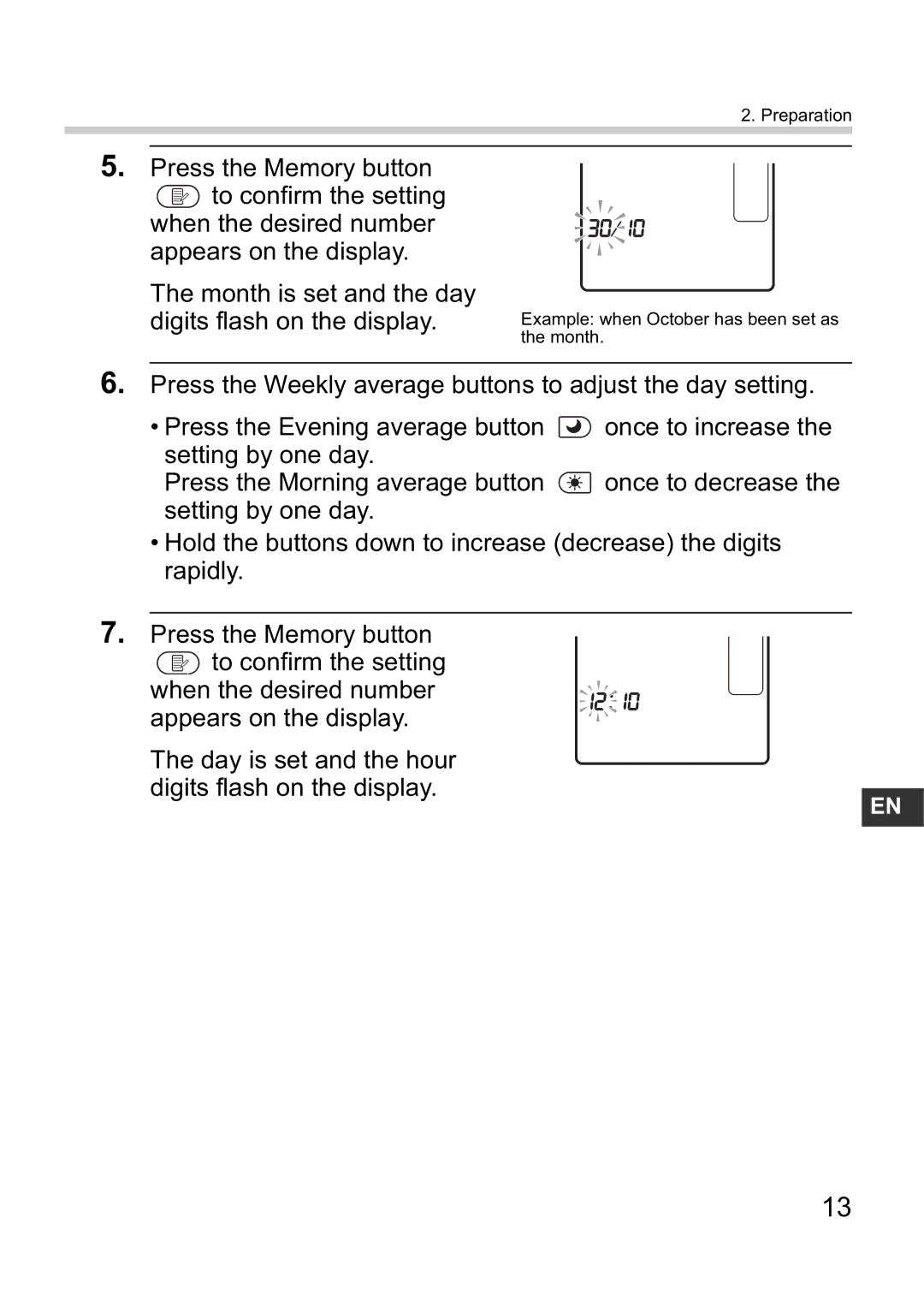 Omron i-Q142 instruction manual Example when October has been set as the month 