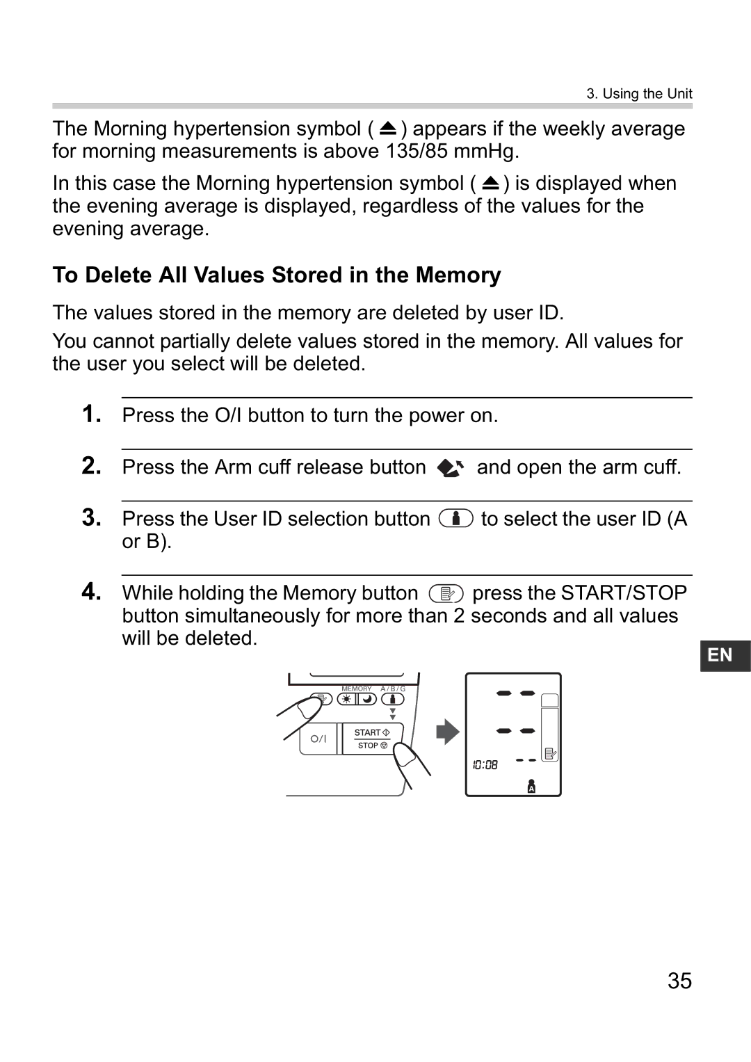 Omron i-Q142 instruction manual To Delete All Values Stored in the Memory 