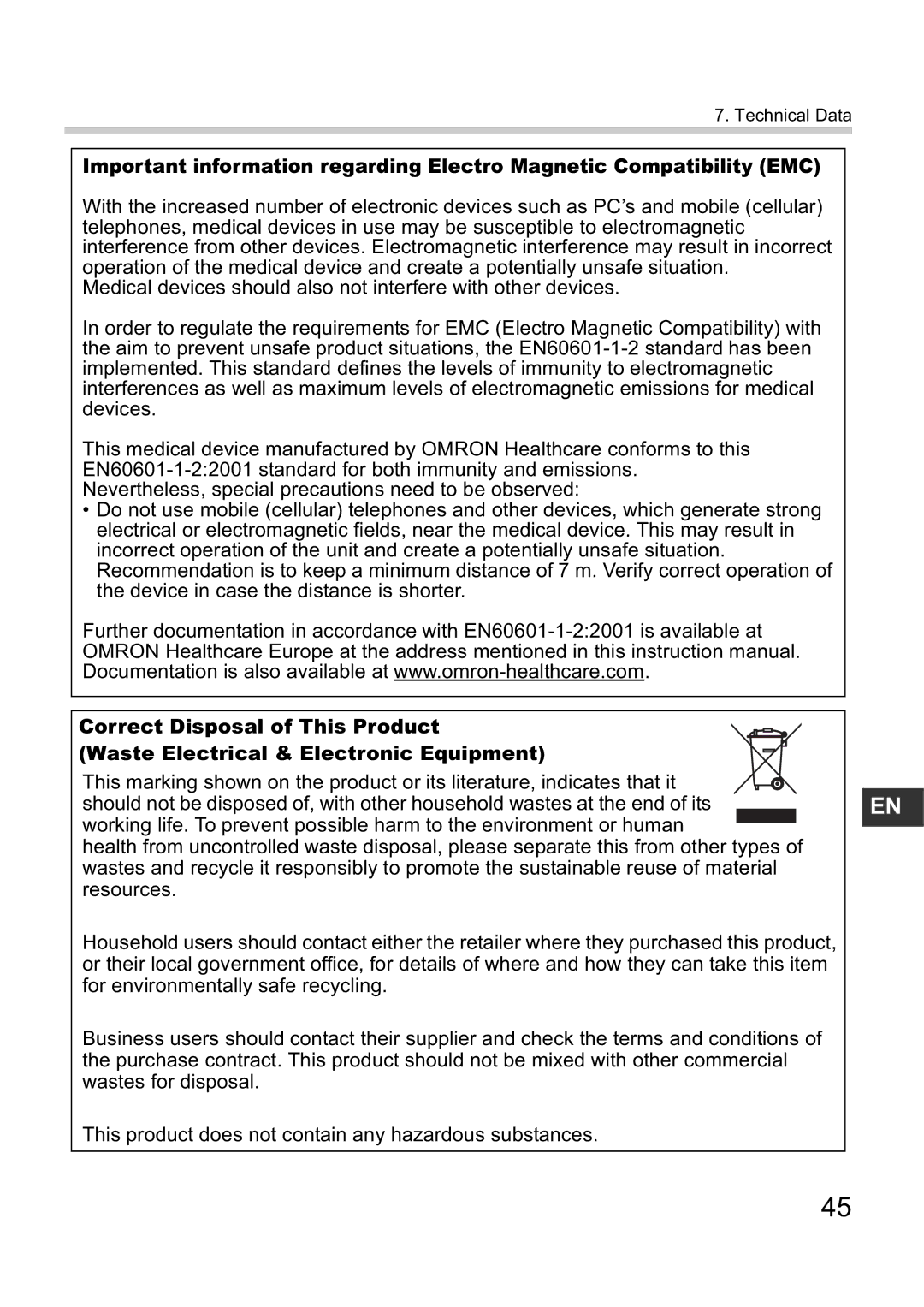 Omron i-Q142 instruction manual Technical Data 