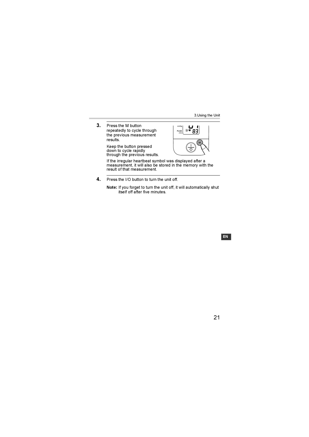 Omron M1 Compact instruction manual Using the Unit 