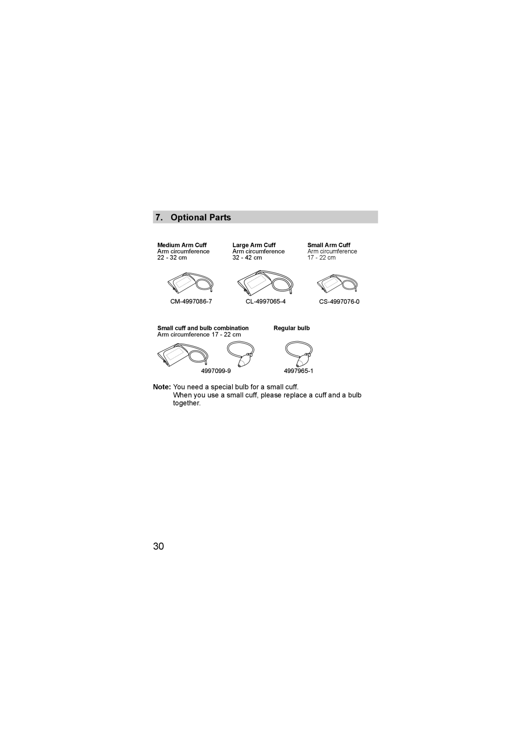 Omron M1 Compact instruction manual Optional Parts 