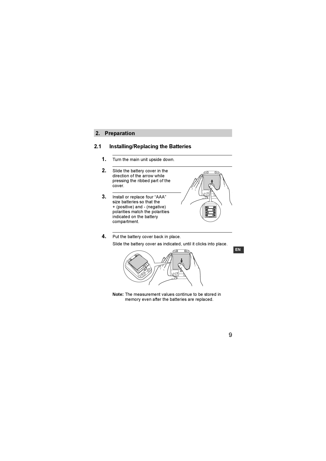 Omron M1 Compact instruction manual Preparation Installing/Replacing the Batteries 