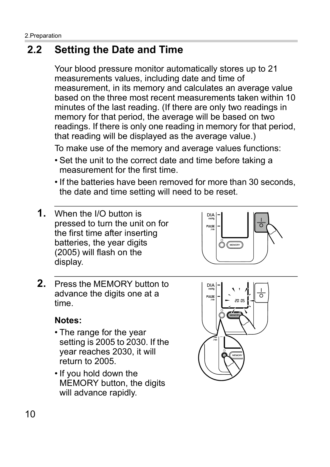 Omron M1 Plus instruction manual Setting the Date and Time 