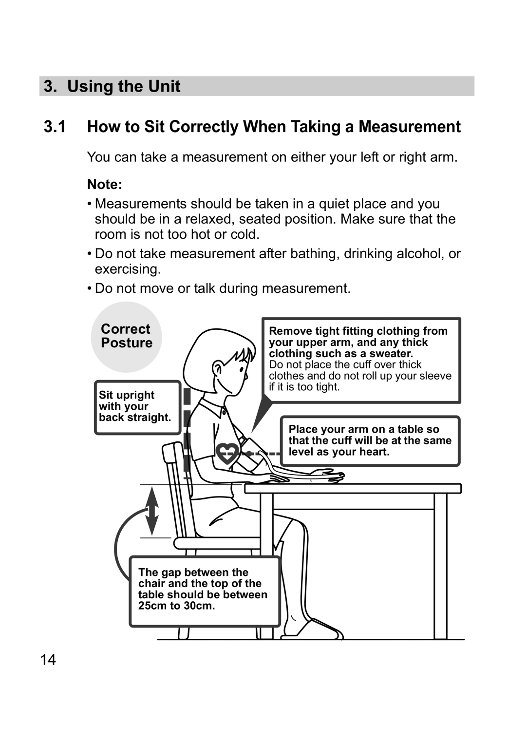 Omron M1 Plus instruction manual Correct Posture 