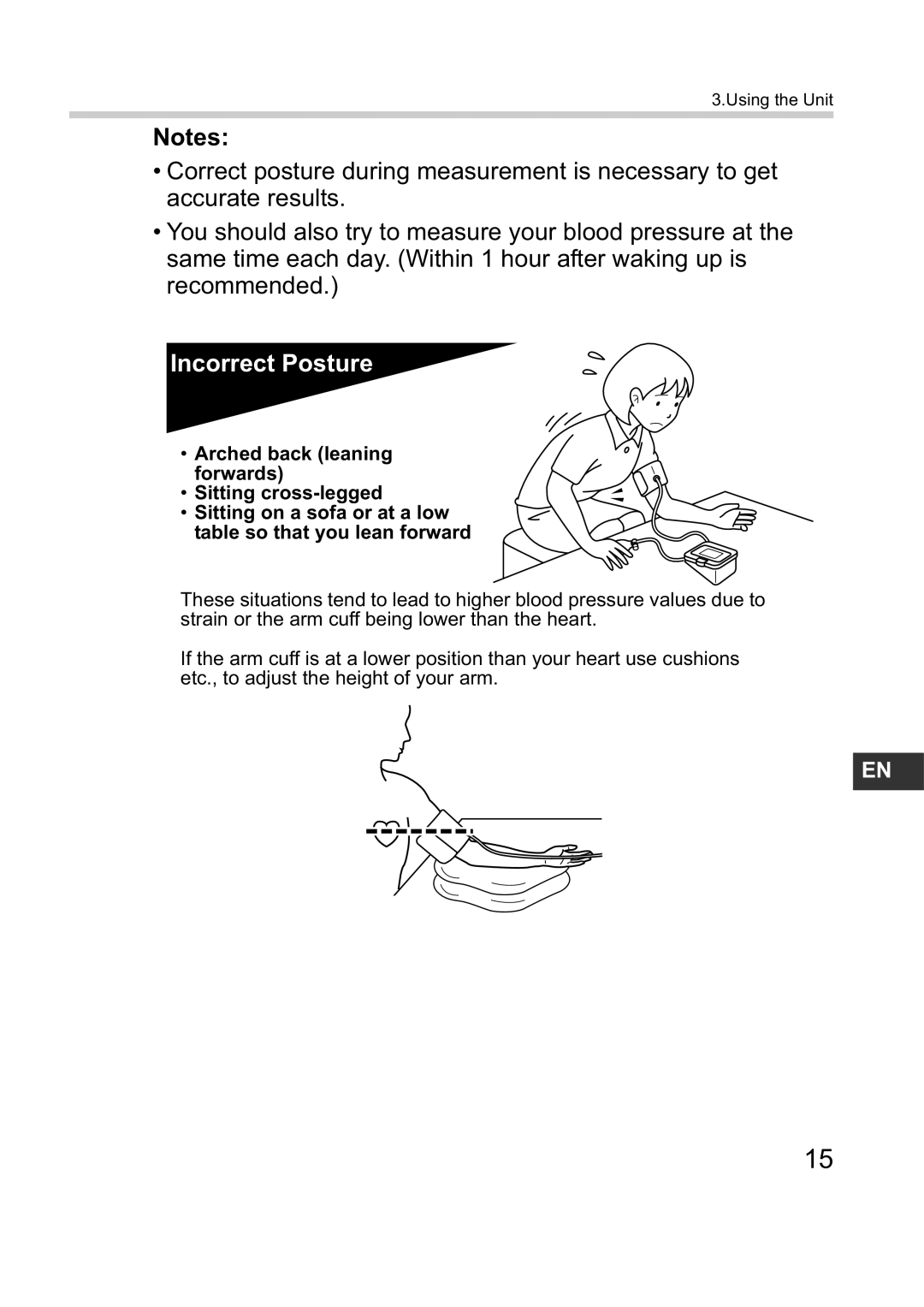 Omron M1 Plus instruction manual Incorrect Posture 