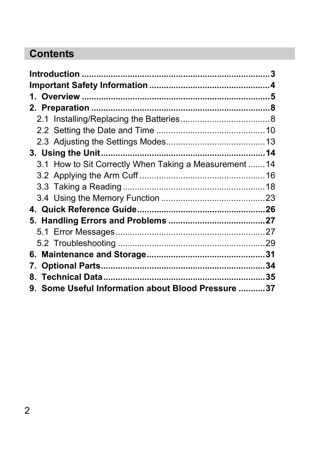 Omron M1 Plus instruction manual Contents 