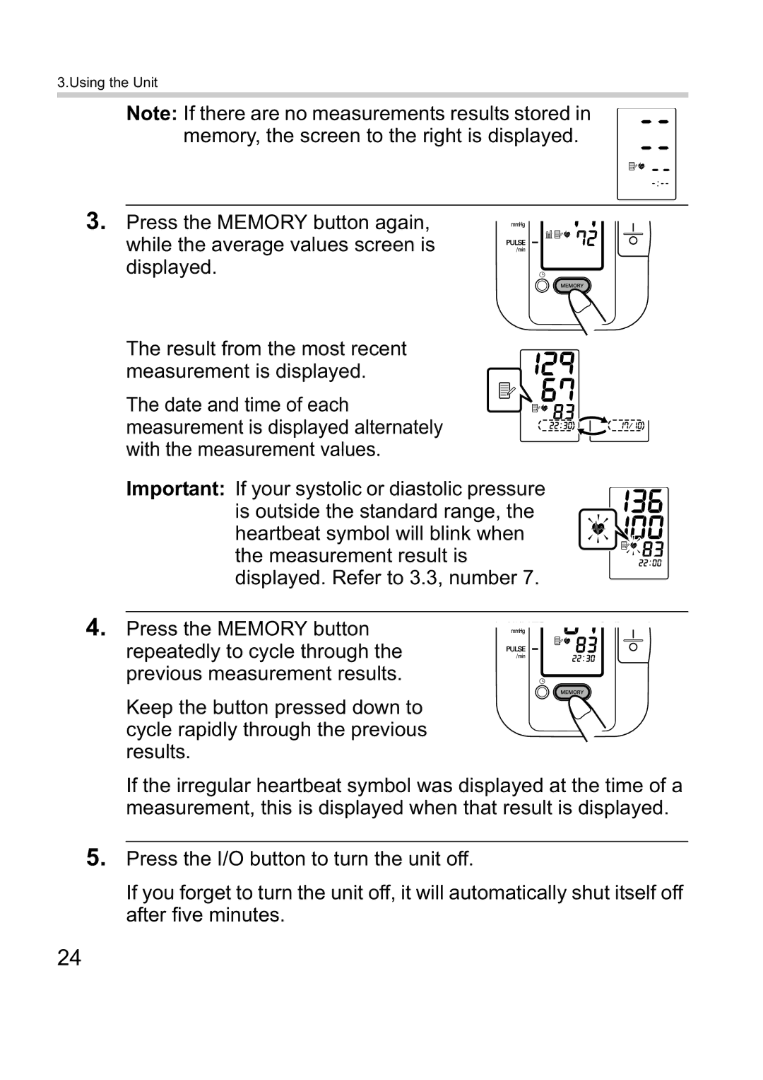 Omron M1 Plus instruction manual Using the Unit 