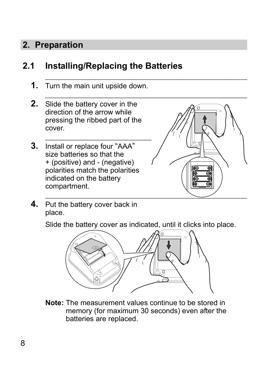 Omron M1 Plus instruction manual Preparation Installing/Replacing the Batteries 