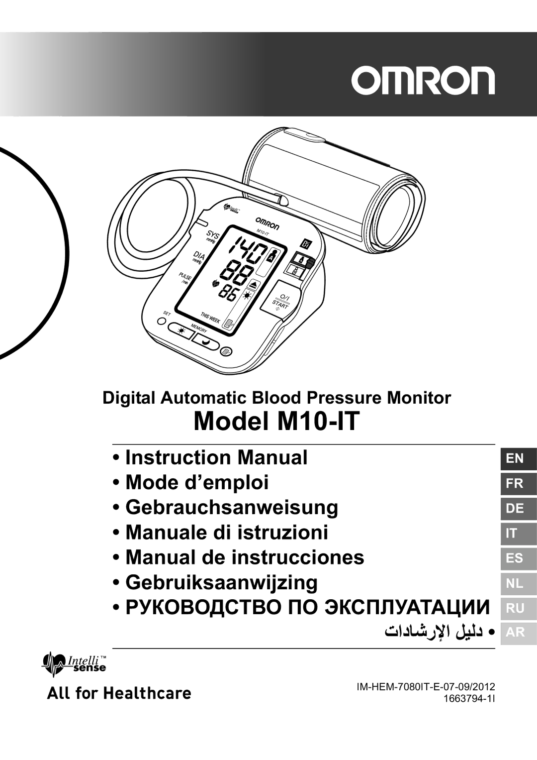 Omron instruction manual Model M10-IT, Digital Automatic Blood Pressure Monitor 