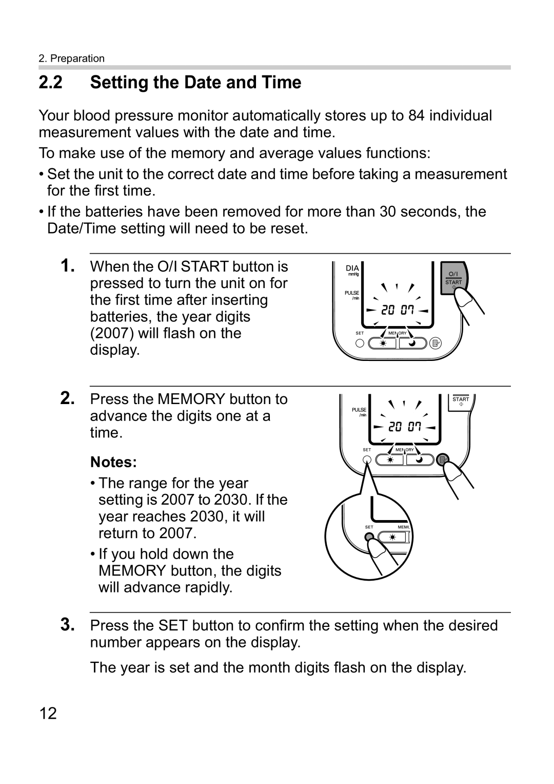 Omron M10-IT instruction manual Setting the Date and Time 