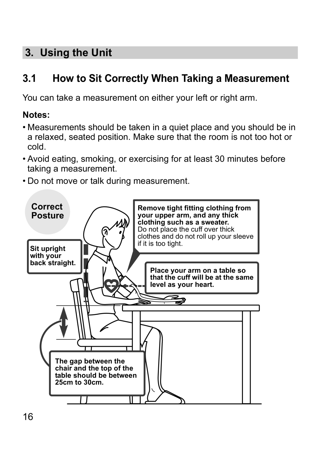 Omron M10-IT instruction manual Correct Posture 