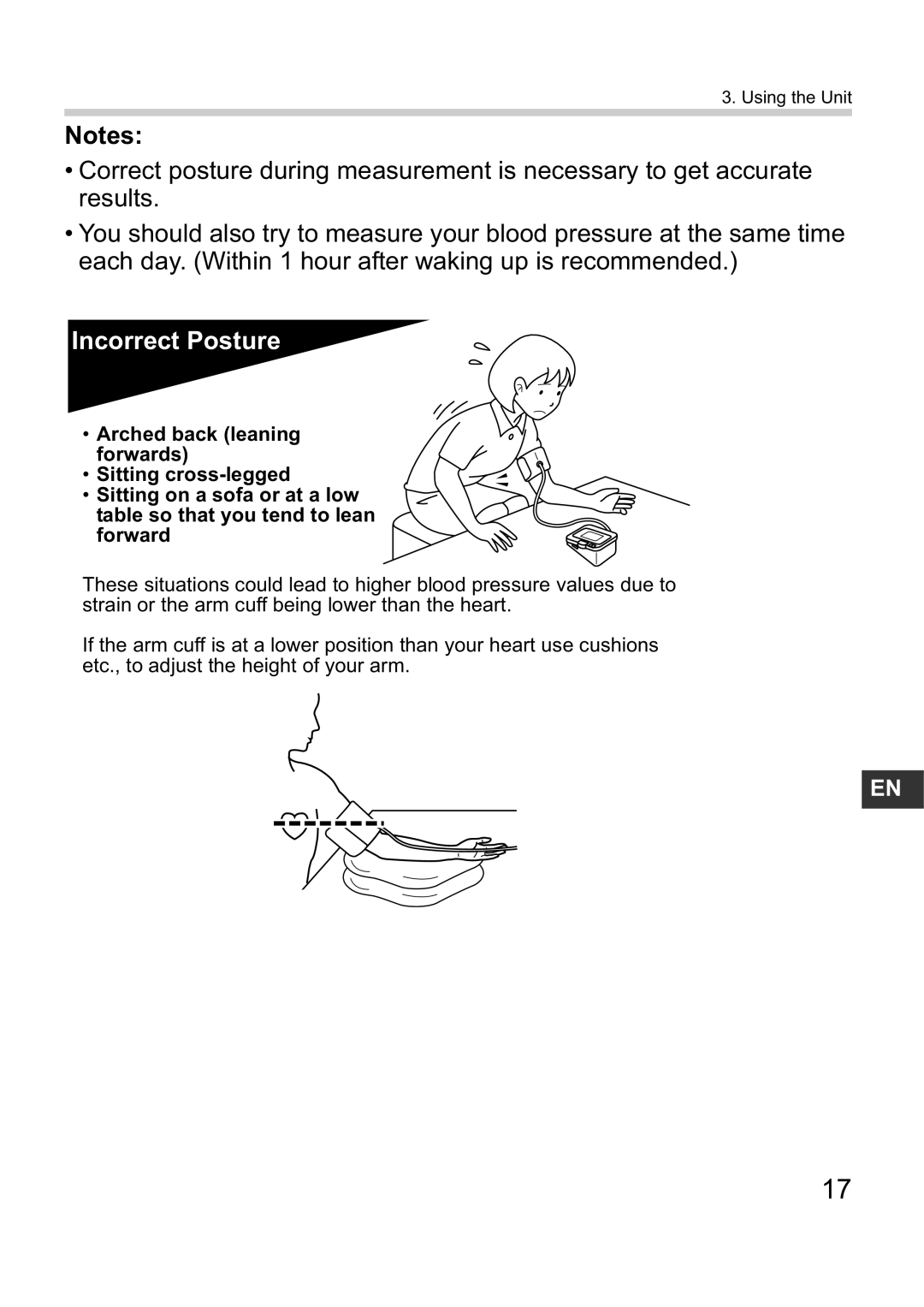 Omron M10-IT instruction manual Incorrect Posture 