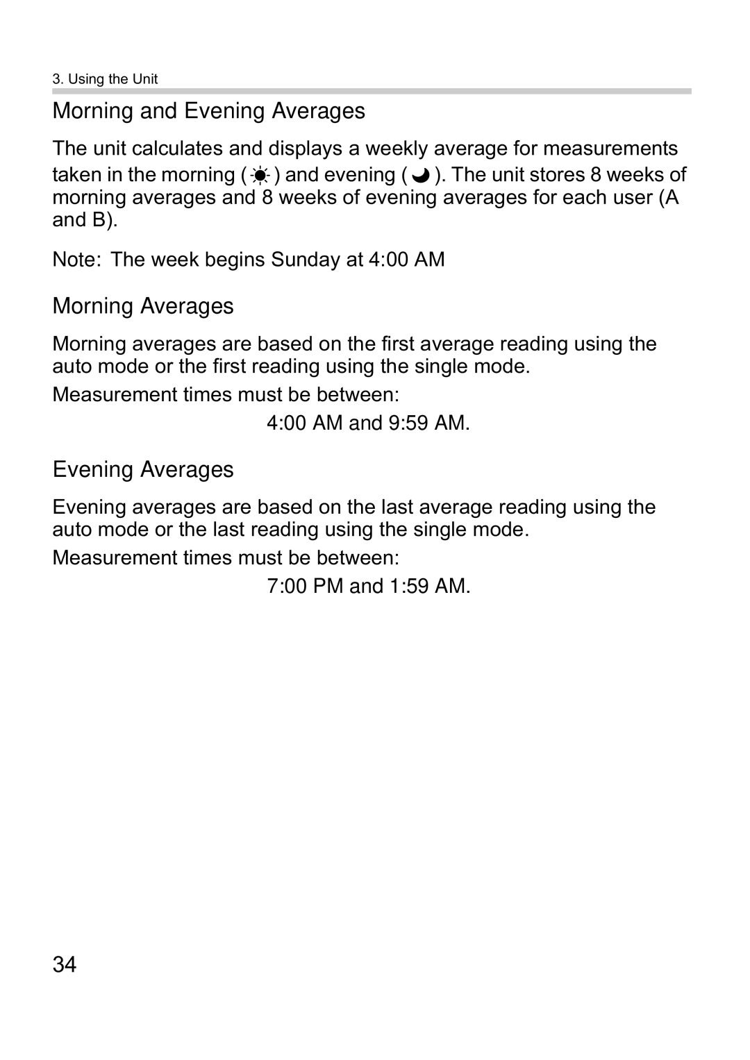 Omron M10-IT instruction manual Morning and Evening Averages, Morning Averages 