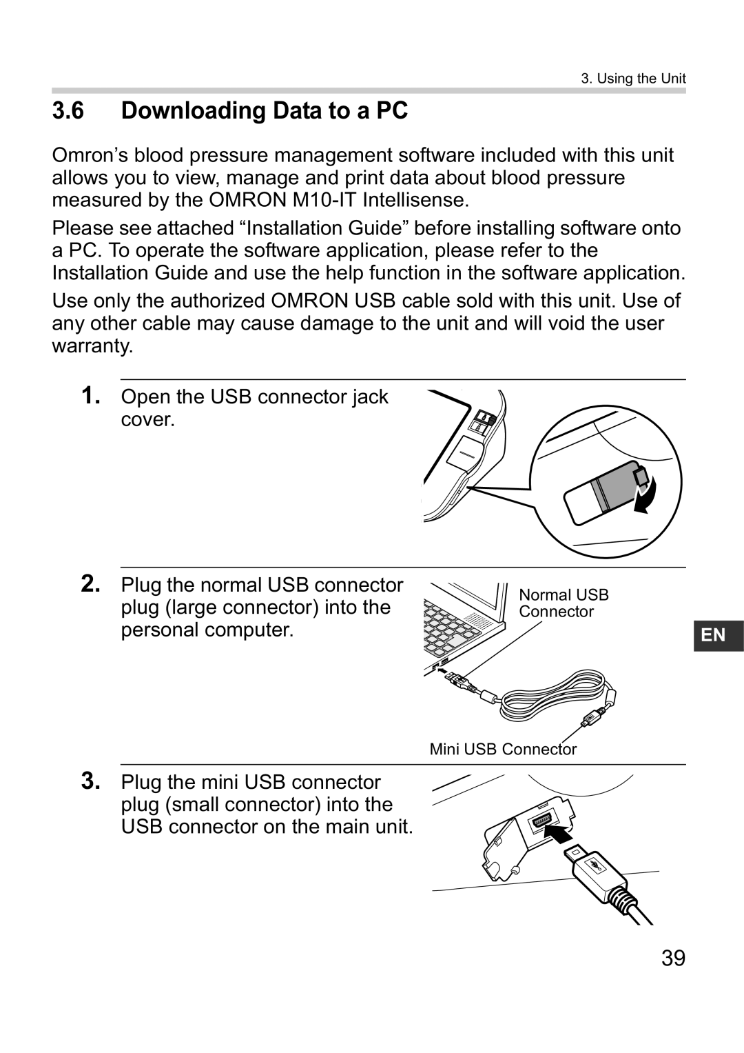 Omron M10-IT instruction manual Downloading Data to a PC 