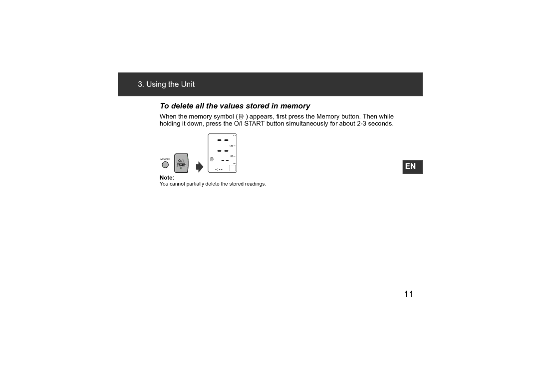 Omron M3 instruction manual To delete all the values stored in memory 