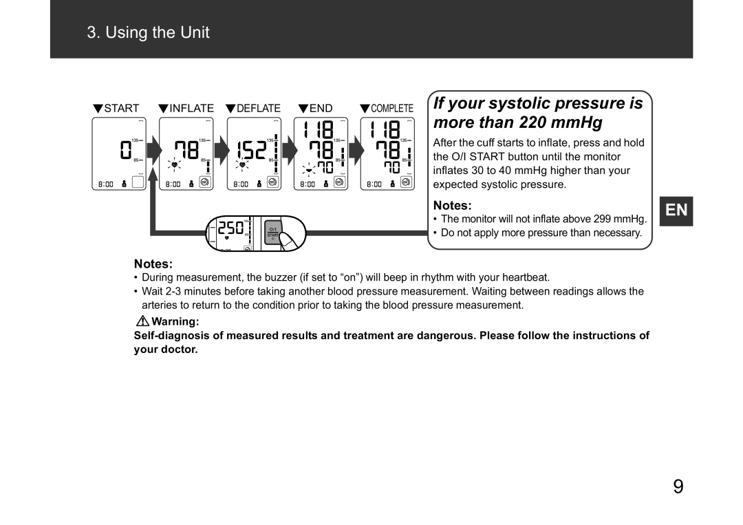 Omron M3W instruction manual Complete If your systolic pressure is 