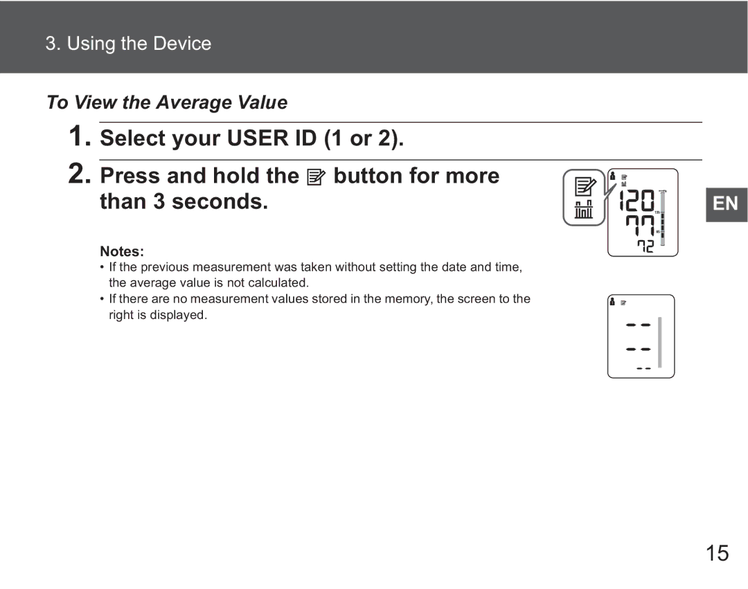 Omron M6 AC instruction manual To View the Average Value 