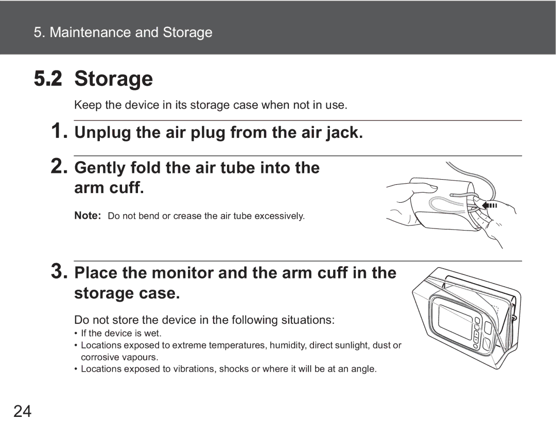 Omron M6 AC instruction manual Storage, Do not store the device in the following situations 