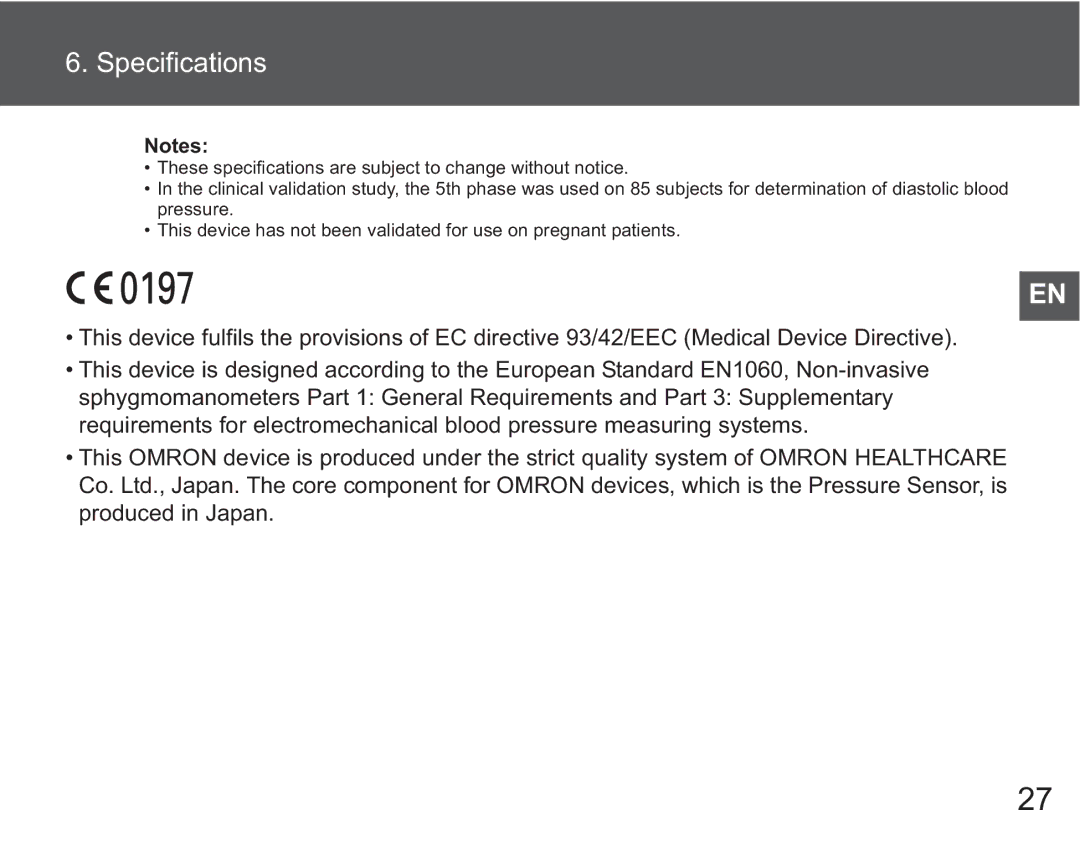 Omron M6 AC instruction manual Specifications 